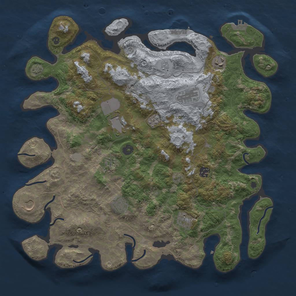 Rust Map: Procedural Map, Size: 4100, Seed: 54754417, 17 Monuments