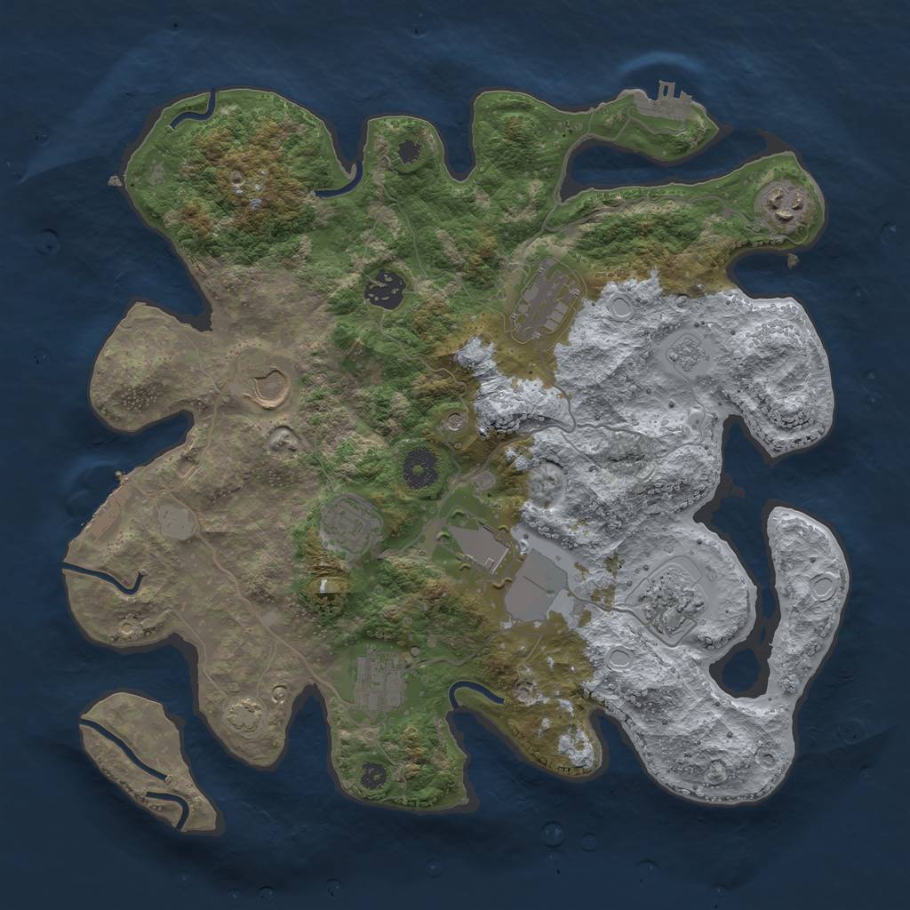 Rust Map: Procedural Map, Size: 3500, Seed: 1890862400, 16 Monuments