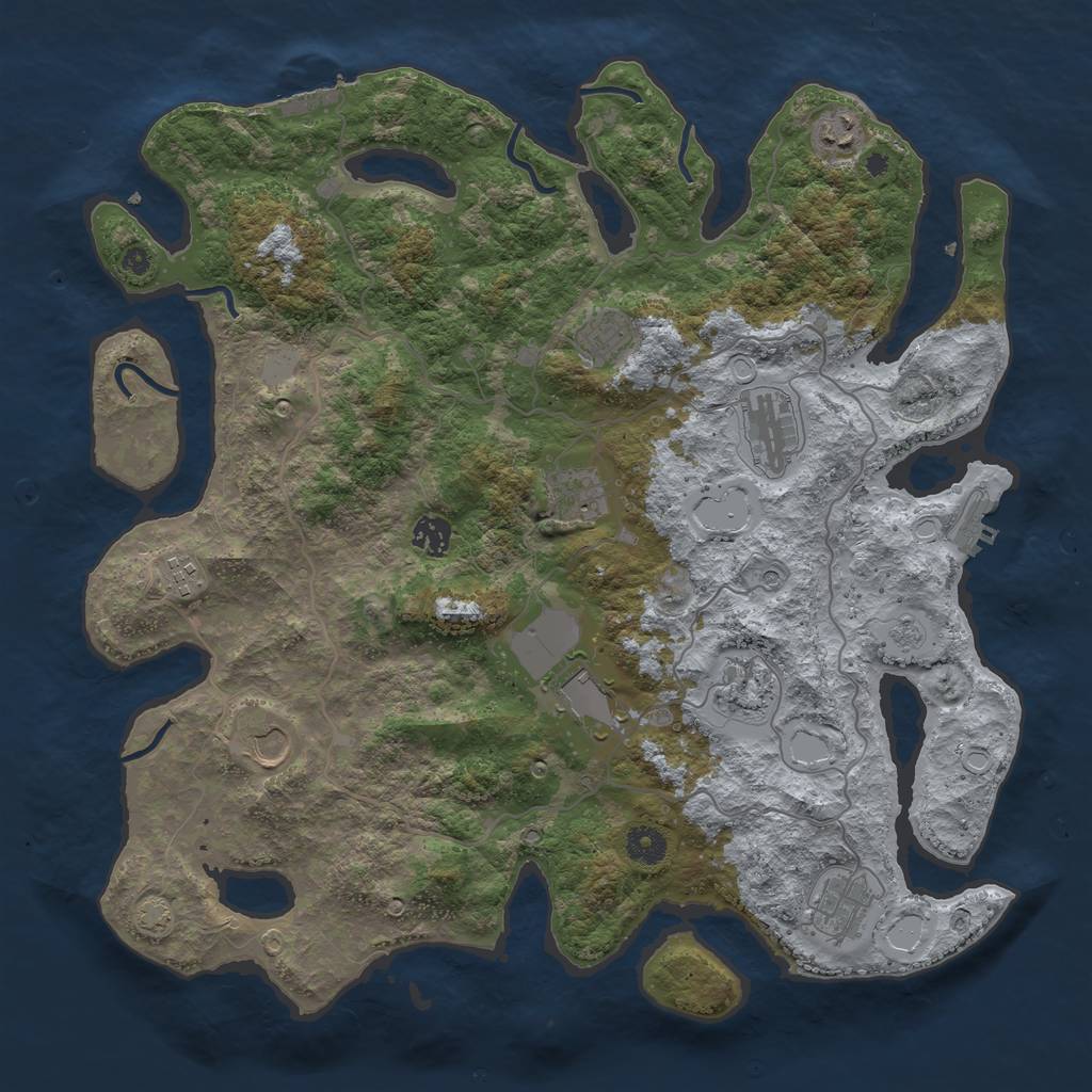 Rust Map: Procedural Map, Size: 4100, Seed: 51977764, 18 Monuments