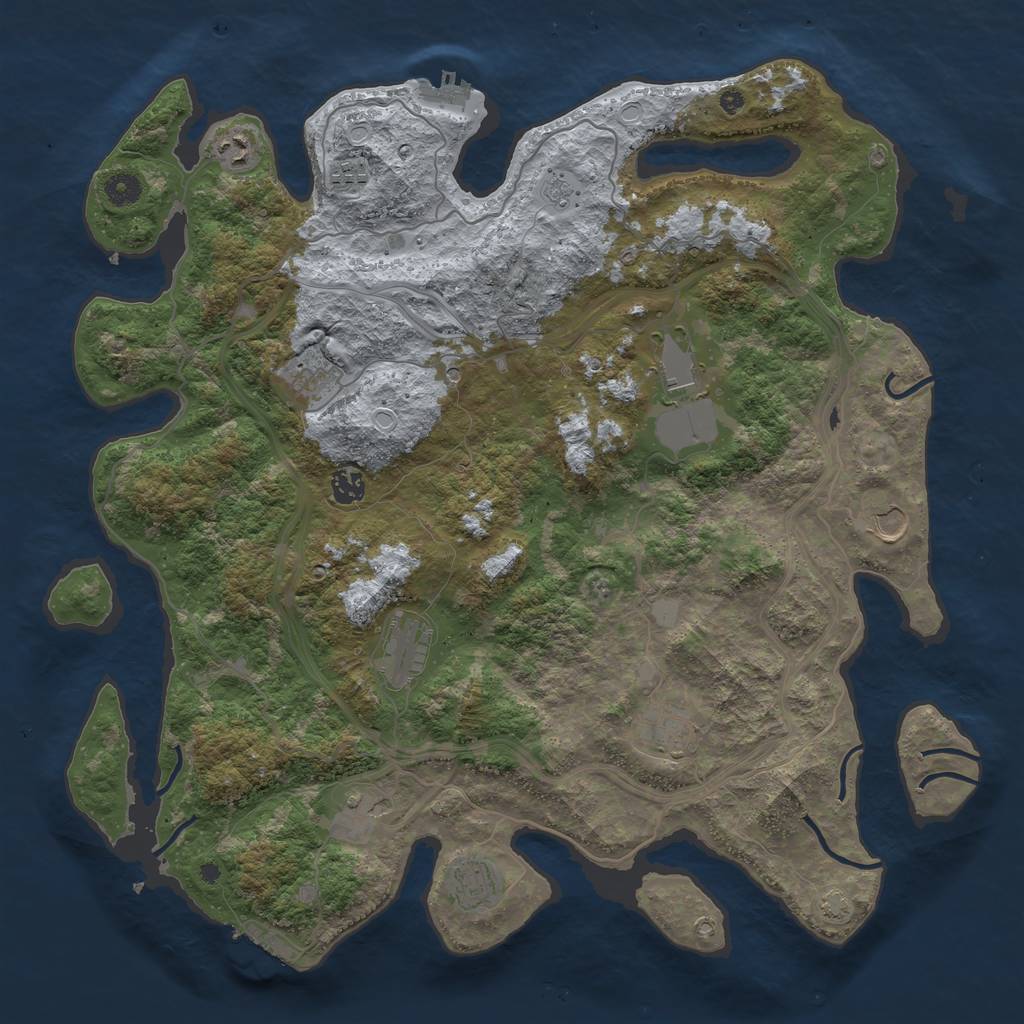 Rust Map: Procedural Map, Size: 4400, Seed: 97943135, 18 Monuments