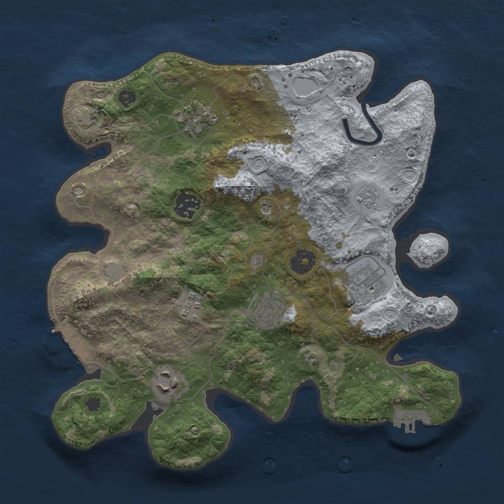 Rust Map: Procedural Map, Size: 3000, Seed: 483791, 14 Monuments