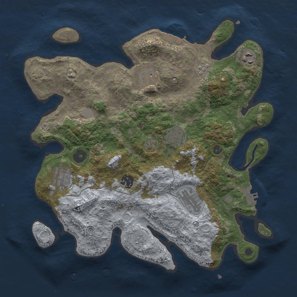 Rust Map: Procedural Map, Size: 3400, Seed: 19170689, 14 Monuments