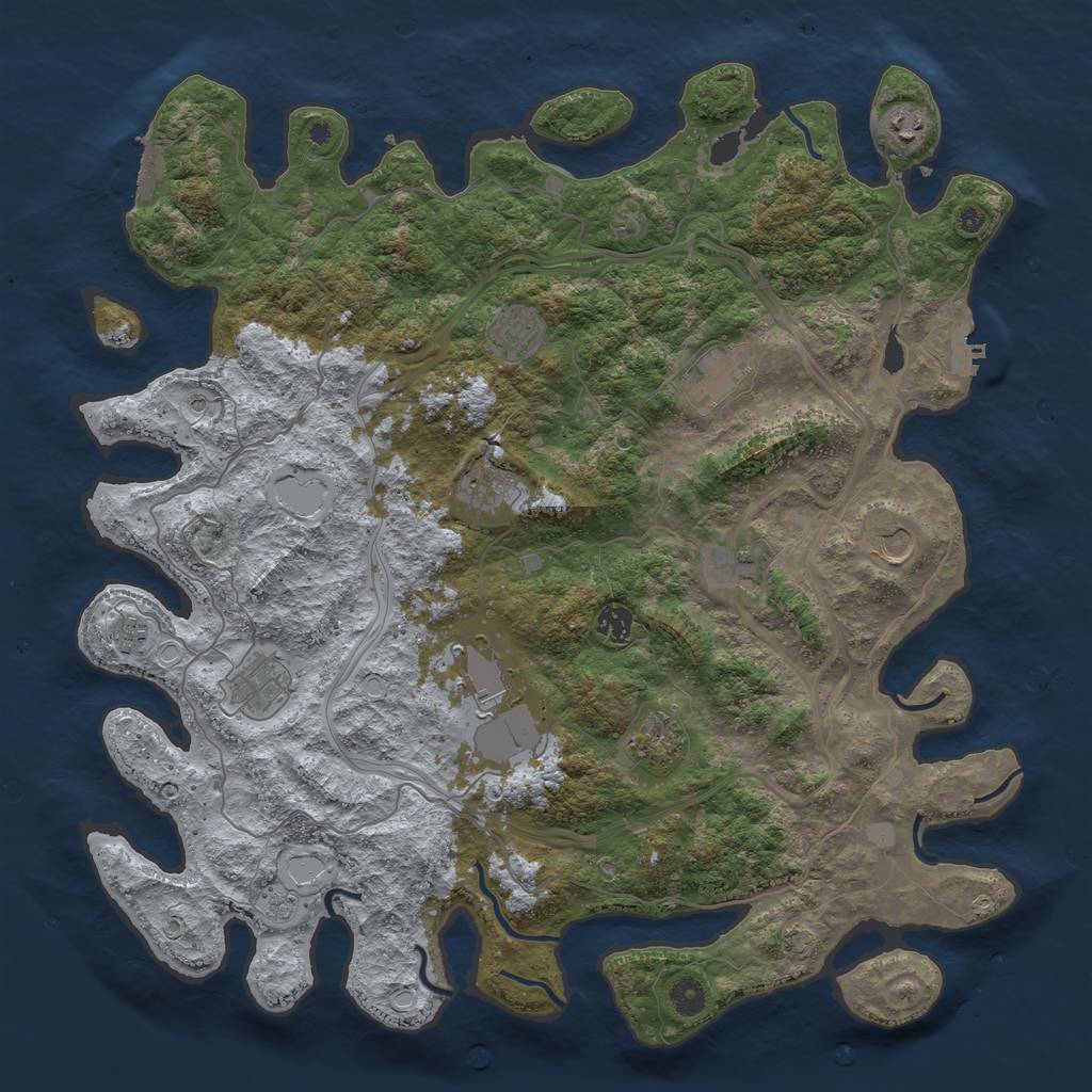 Rust Map: Procedural Map, Size: 4500, Seed: 6124, 19 Monuments