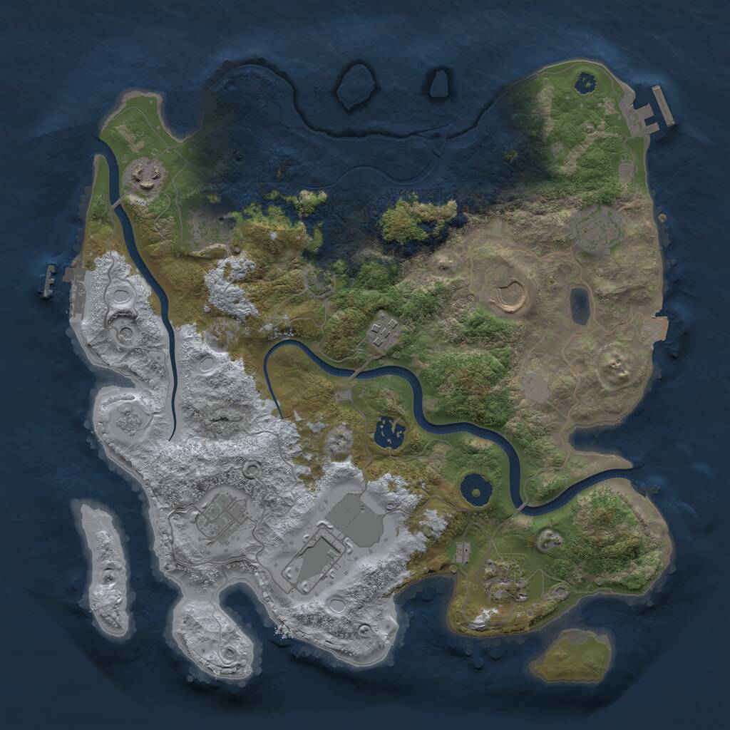 Rust Map: Procedural Map, Size: 3500, Seed: 1211348551, 15 Monuments