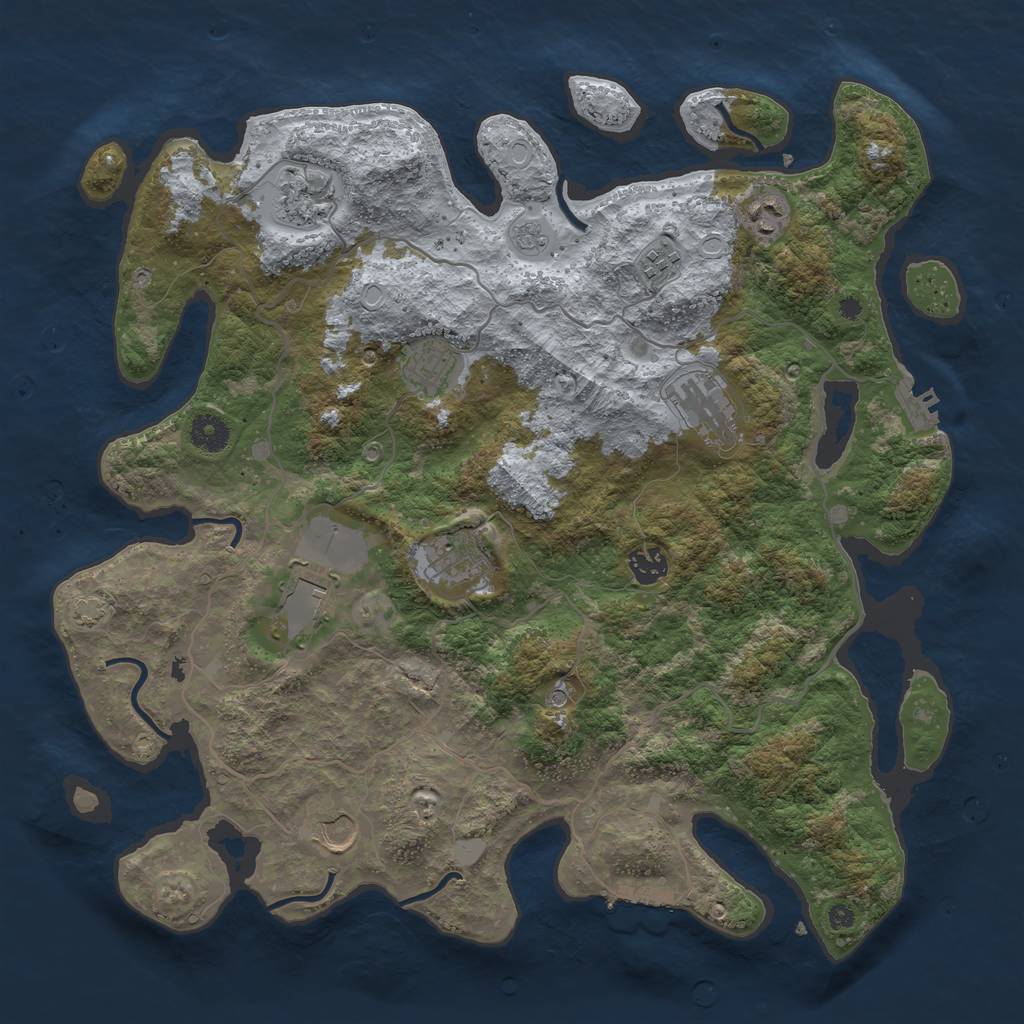 Rust Map: Procedural Map, Size: 4000, Seed: 985646263, 17 Monuments