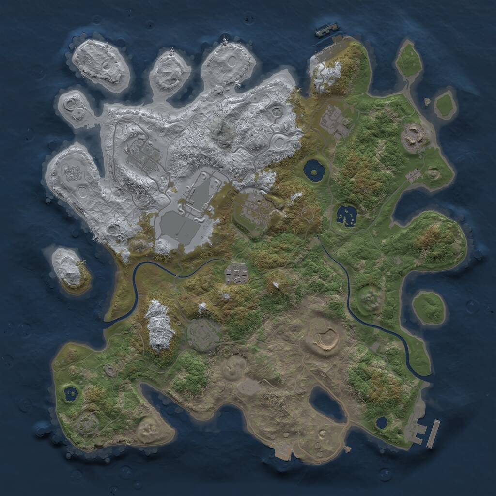 Rust Map: Procedural Map, Size: 3500, Seed: 3621, 15 Monuments