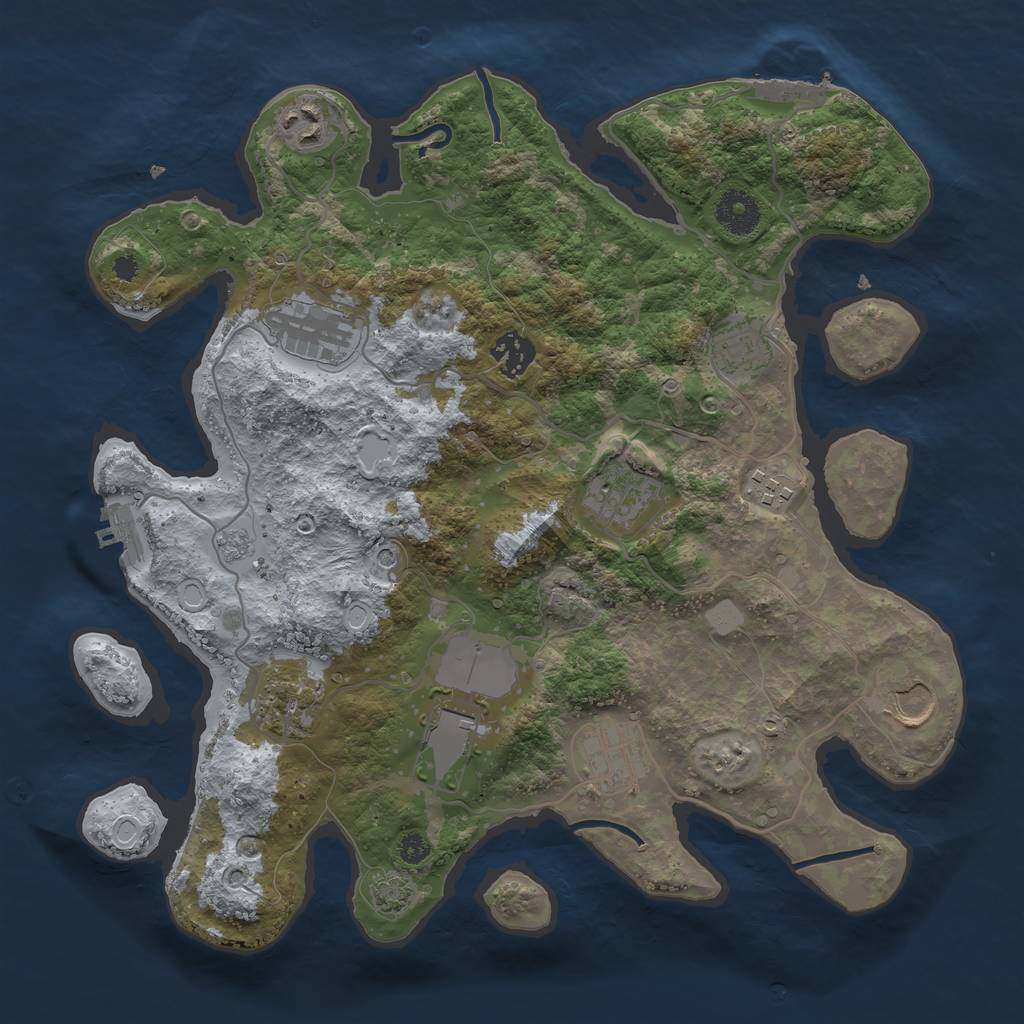 Rust Map: Procedural Map, Size: 3500, Seed: 50771710, 18 Monuments