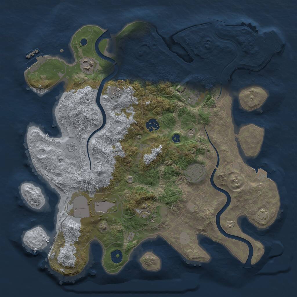 Rust Map: Procedural Map, Size: 3500, Seed: 50771710, 13 Monuments