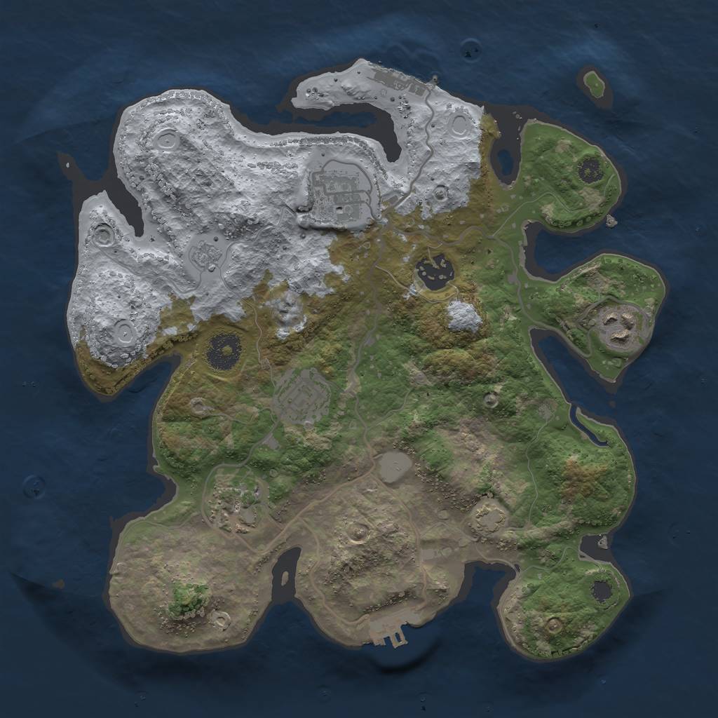 Rust Map: Procedural Map, Size: 3000, Seed: 976836649, 12 Monuments