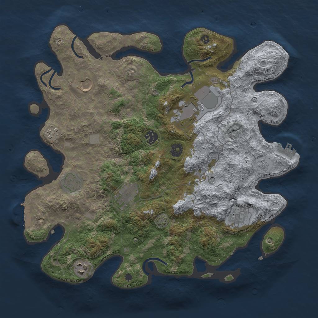 Rust Map: Procedural Map, Size: 3600, Seed: 83852683, 16 Monuments