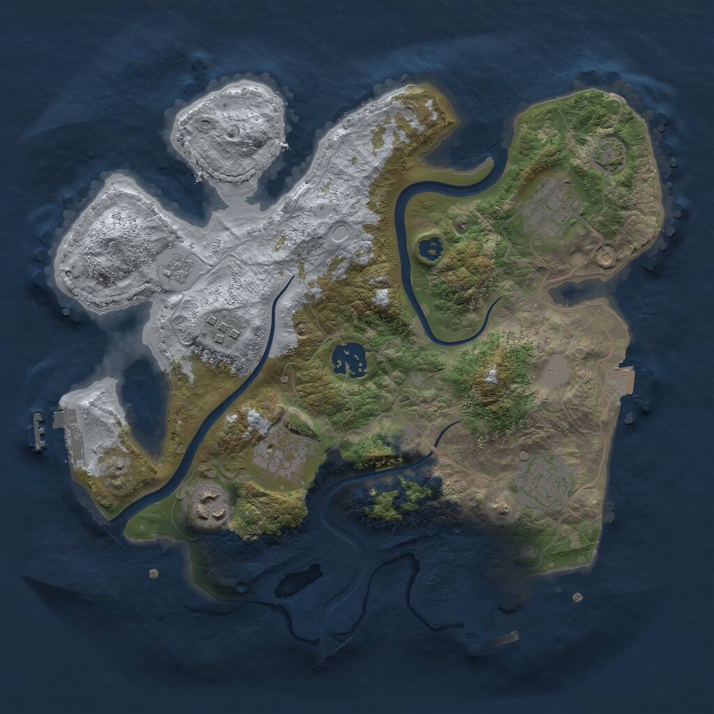 Rust Map: Procedural Map, Size: 3000, Seed: 5888, 11 Monuments