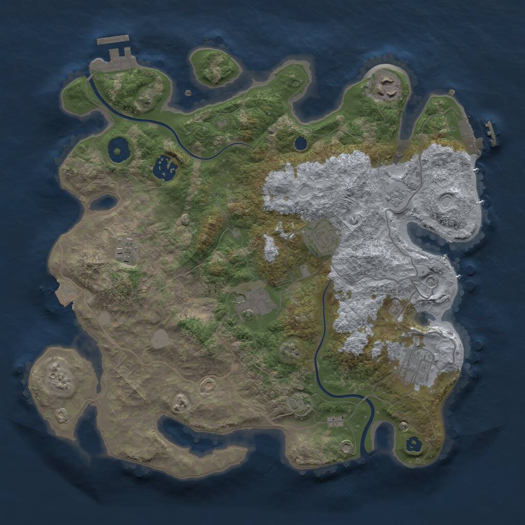 Rust Map: Procedural Map, Size: 3300, Seed: 2109820806, 12 Monuments