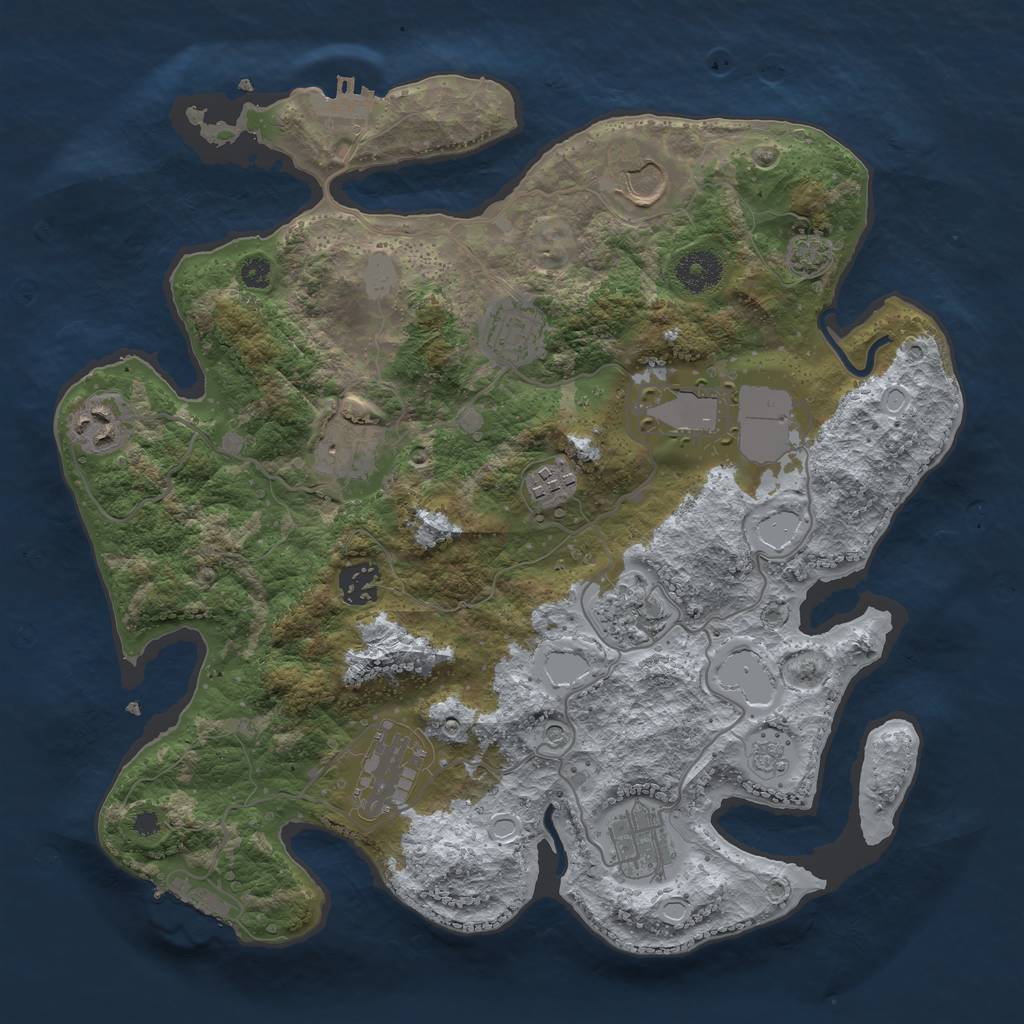 Rust Map: Procedural Map, Size: 3500, Seed: 1949960256, 18 Monuments