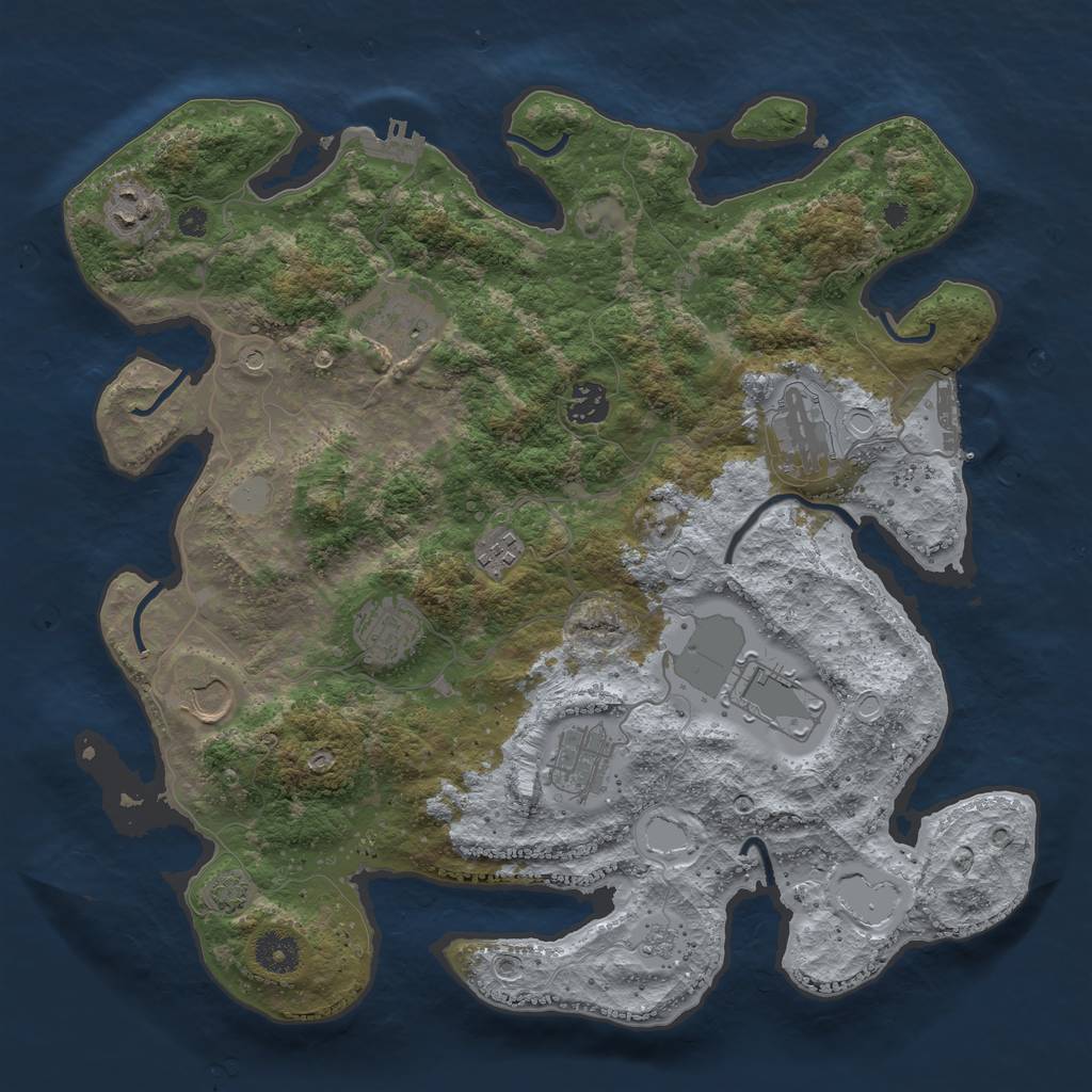 Rust Map: Procedural Map, Size: 3750, Seed: 2349650, 17 Monuments