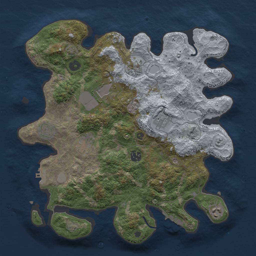 Rust Map: Procedural Map, Size: 3500, Seed: 429954961, 16 Monuments