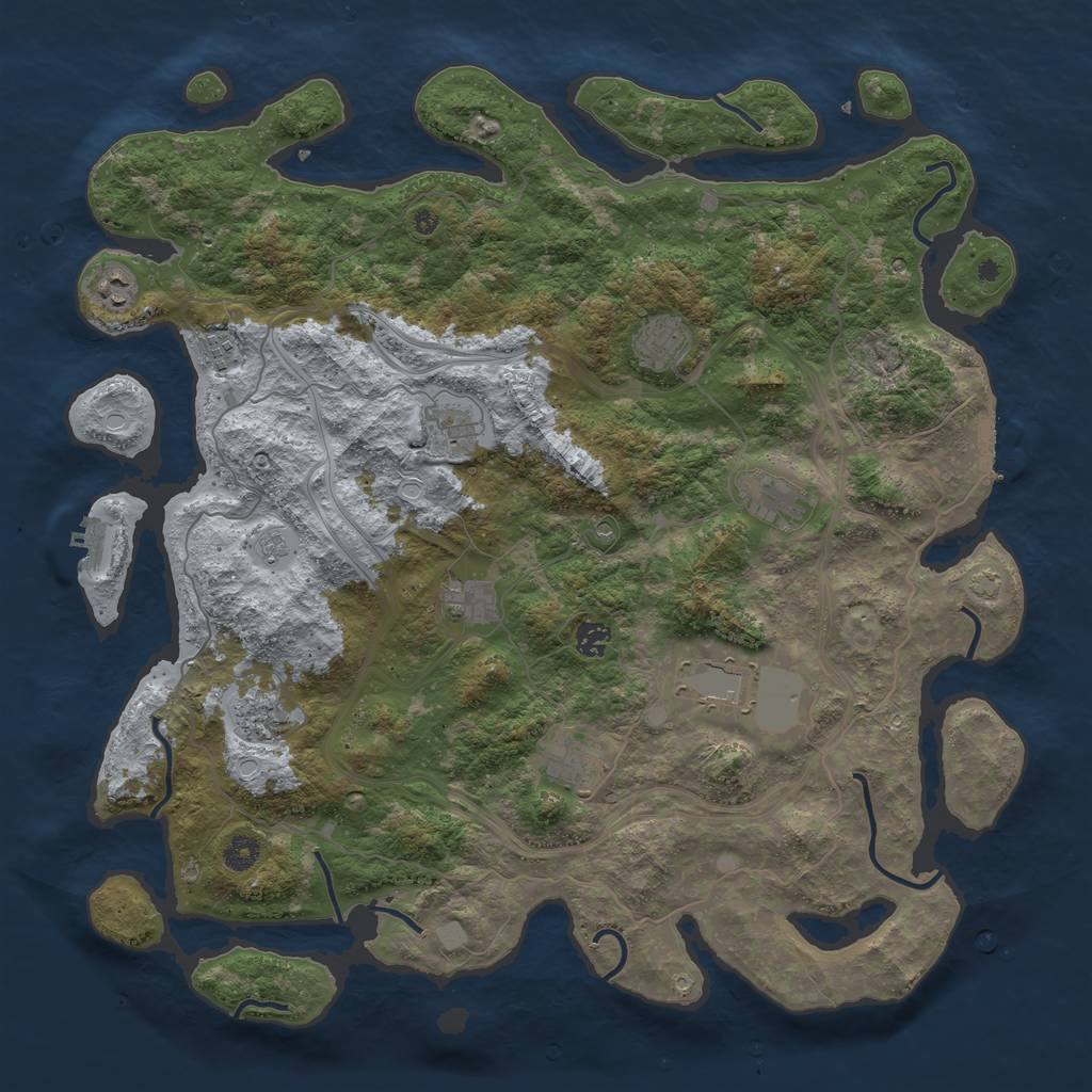 Rust Map: Procedural Map, Size: 4500, Seed: 578807832, 18 Monuments