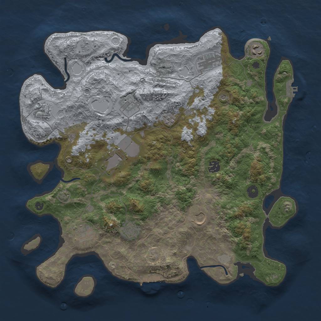 Rust Map: Procedural Map, Size: 3950, Seed: 49094153, 18 Monuments