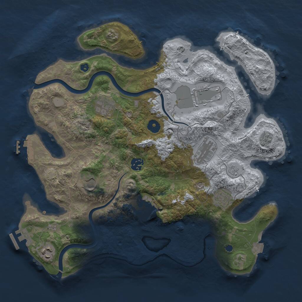 Rust Map: Procedural Map, Size: 3550, Seed: 341288, 15 Monuments