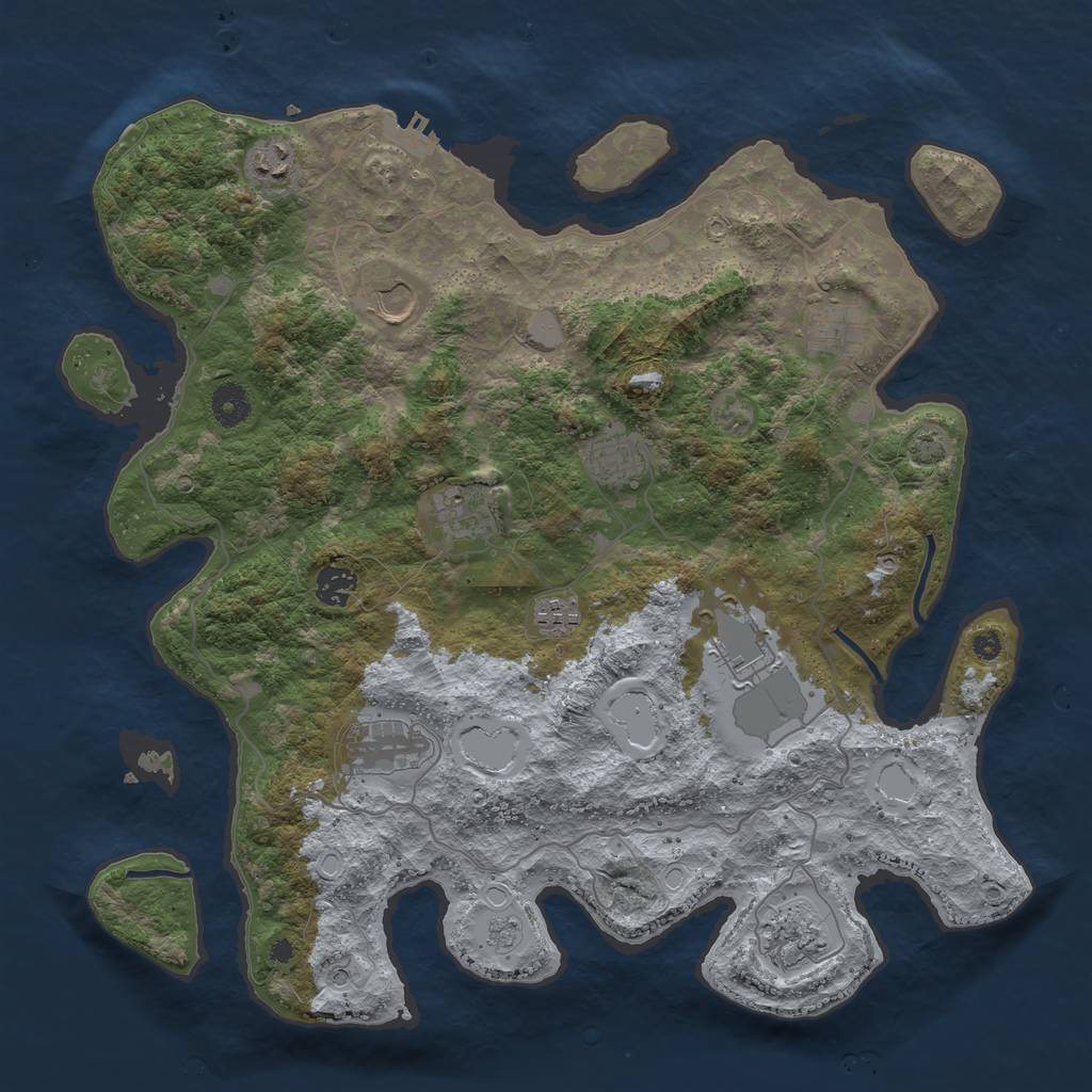 Rust Map: Procedural Map, Size: 4000, Seed: 579064605, 17 Monuments