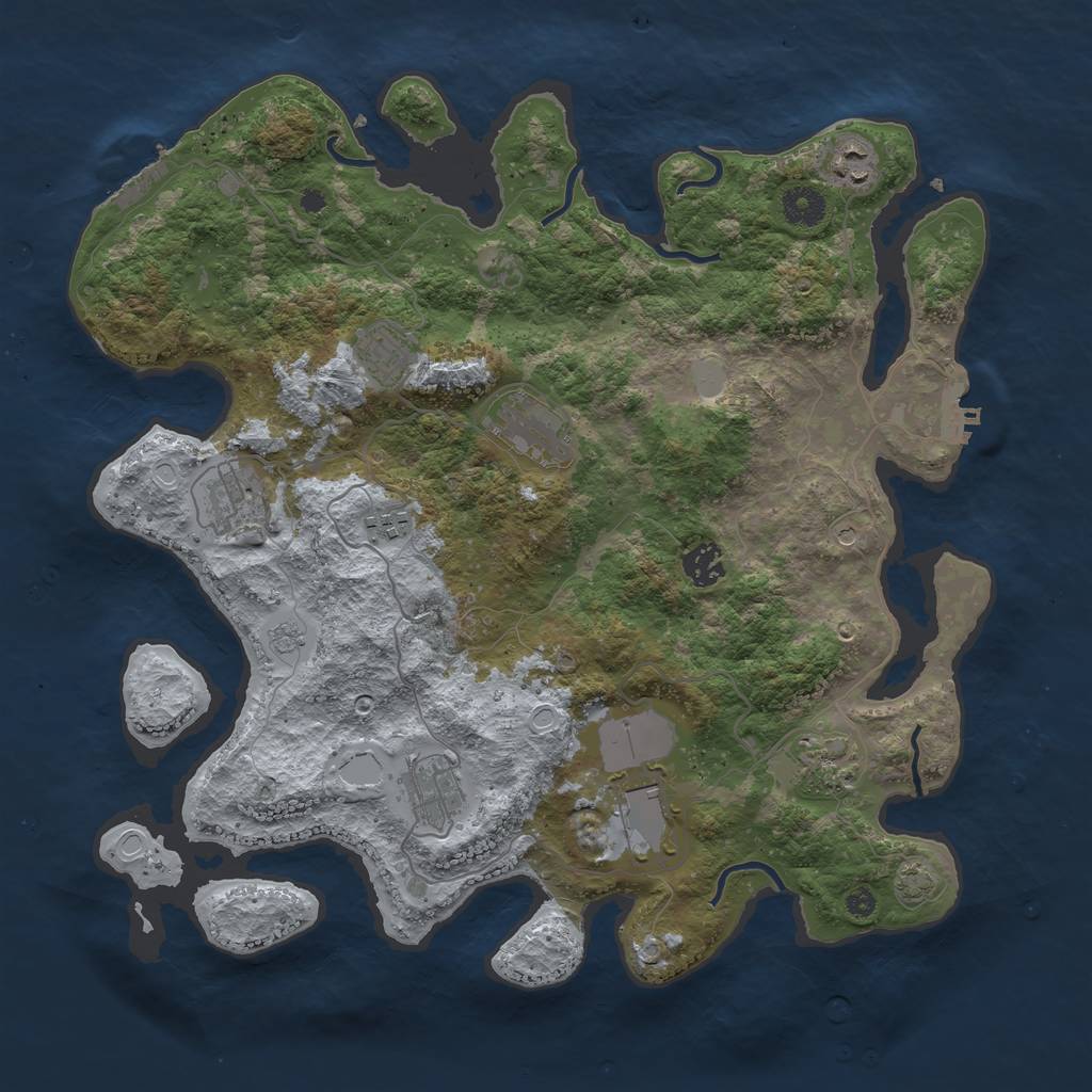 Rust Map: Procedural Map, Size: 3850, Seed: 96982194, 17 Monuments