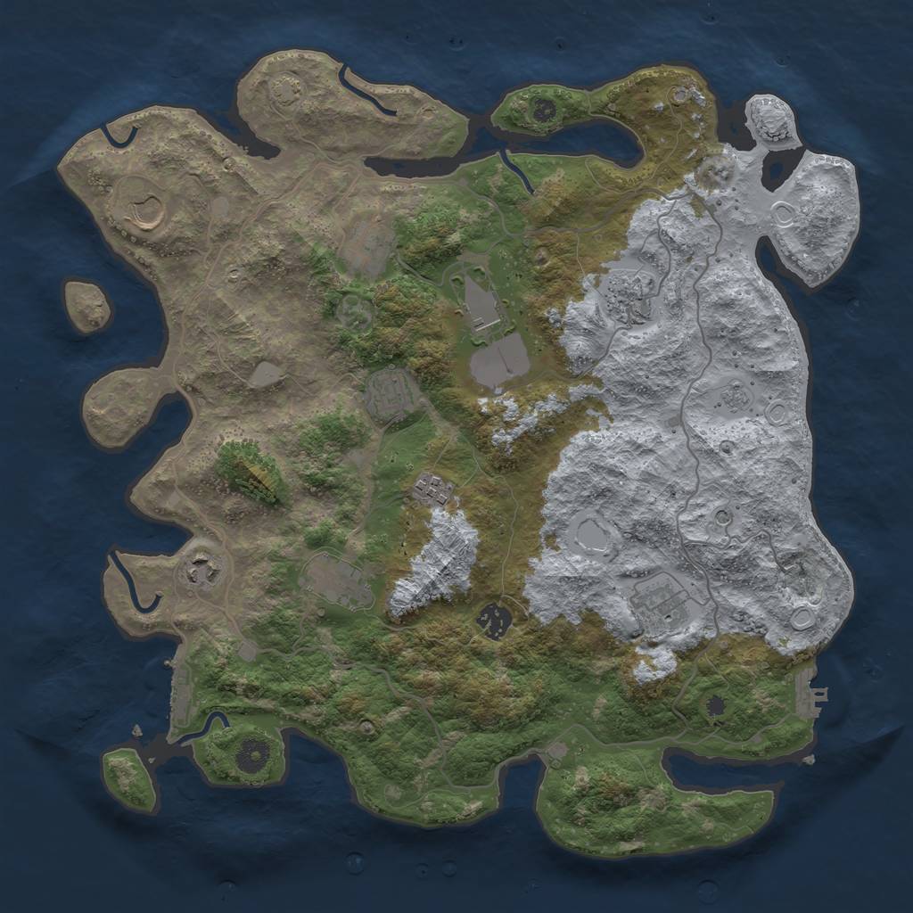 Rust Map: Procedural Map, Size: 4000, Seed: 734019665, 18 Monuments