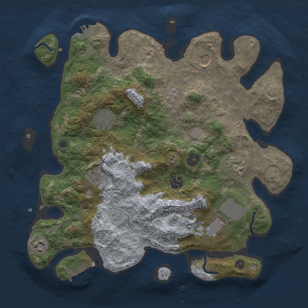 Rust Map: Procedural Map, Size: 3500, Seed: 55324242, 16 Monuments