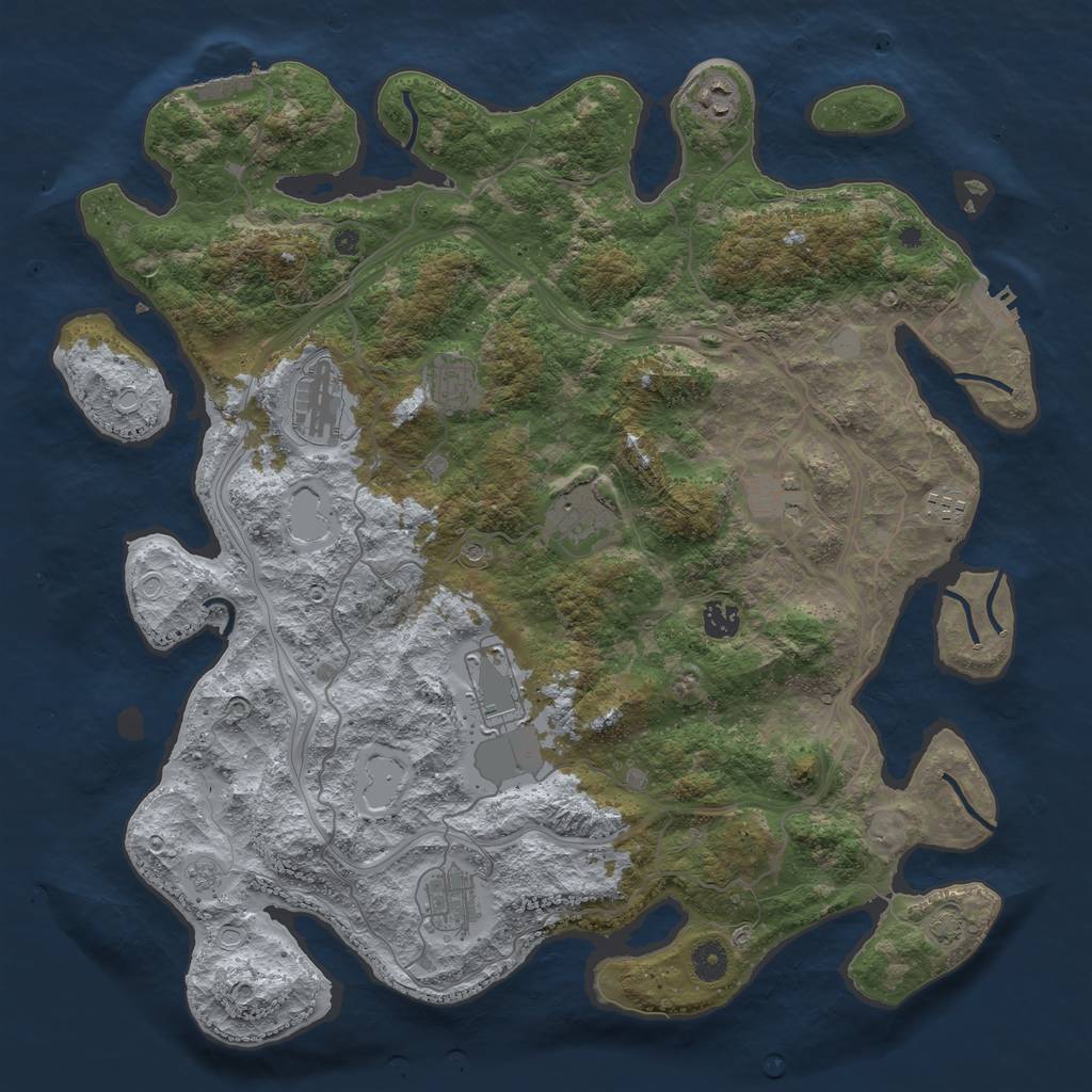 Rust Map: Procedural Map, Size: 4300, Seed: 72373480, 17 Monuments
