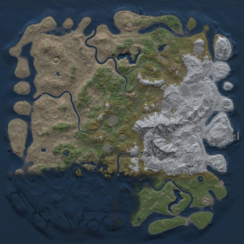 Rust Map: Procedural Map, Size: 6000, Seed: 98, 17 Monuments