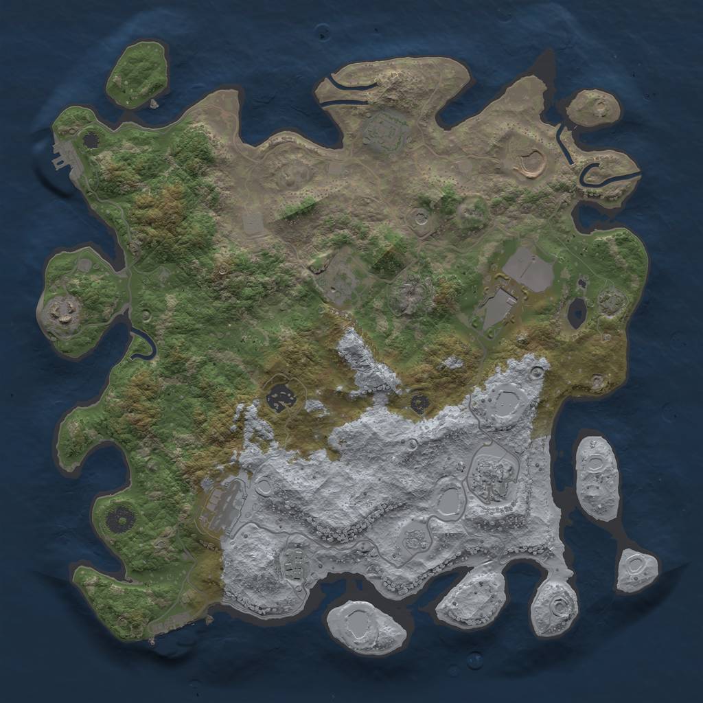 Rust Map: Procedural Map, Size: 3800, Seed: 16175349, 17 Monuments