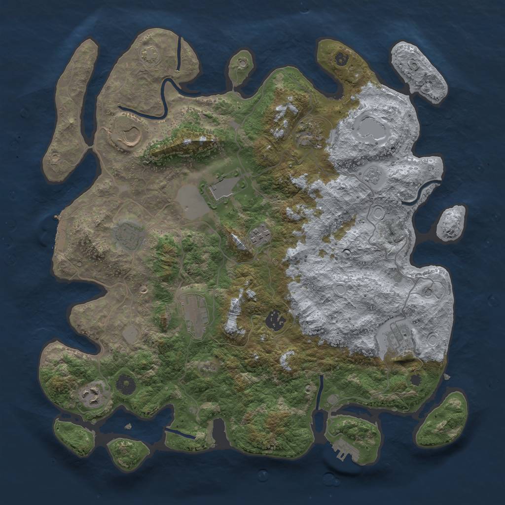 Rust Map: Procedural Map, Size: 3850, Seed: 81390886, 17 Monuments