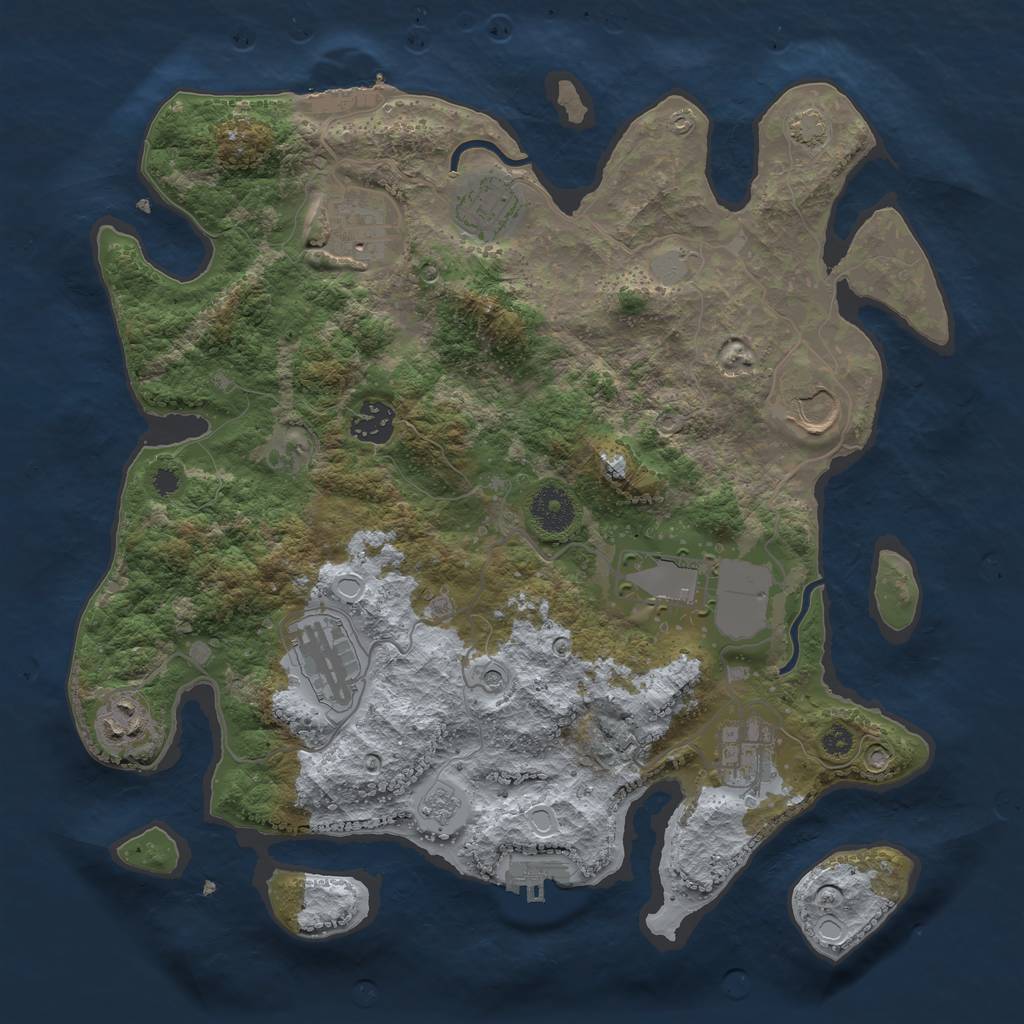 Rust Map: Procedural Map, Size: 3500, Seed: 6275214, 16 Monuments