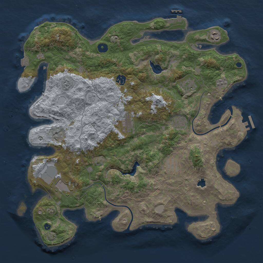 Rust Map: Procedural Map, Size: 4000, Seed: 3829, 14 Monuments