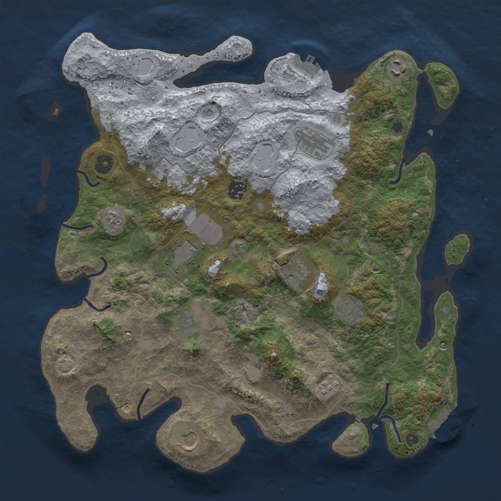Rust Map: Procedural Map, Size: 4000, Seed: 205121908, 17 Monuments