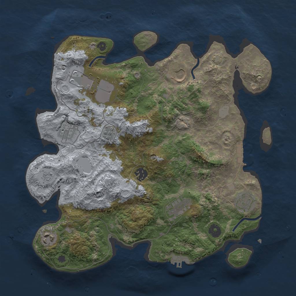 Rust Map: Procedural Map, Size: 3500, Seed: 1243446, 15 Monuments