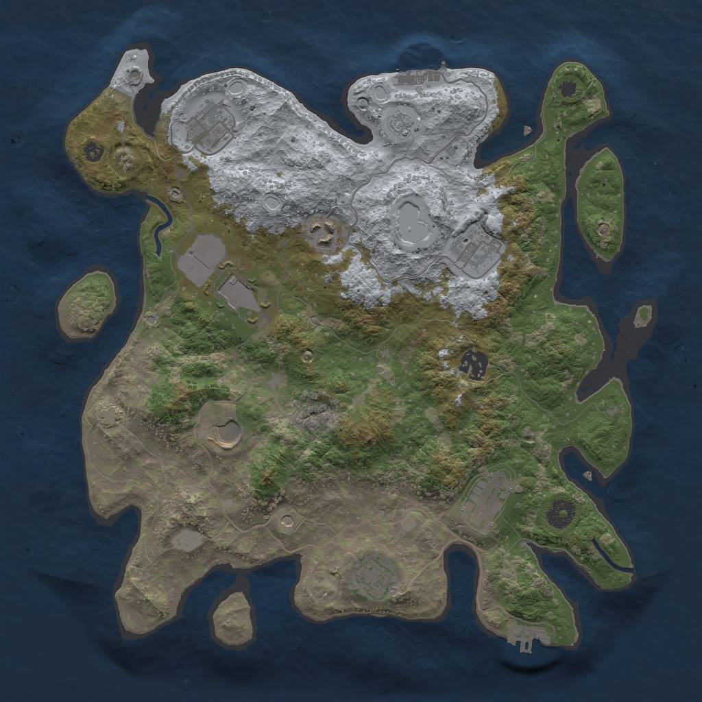 Rust Map: Procedural Map, Size: 3625, Seed: 2004716549, 16 Monuments