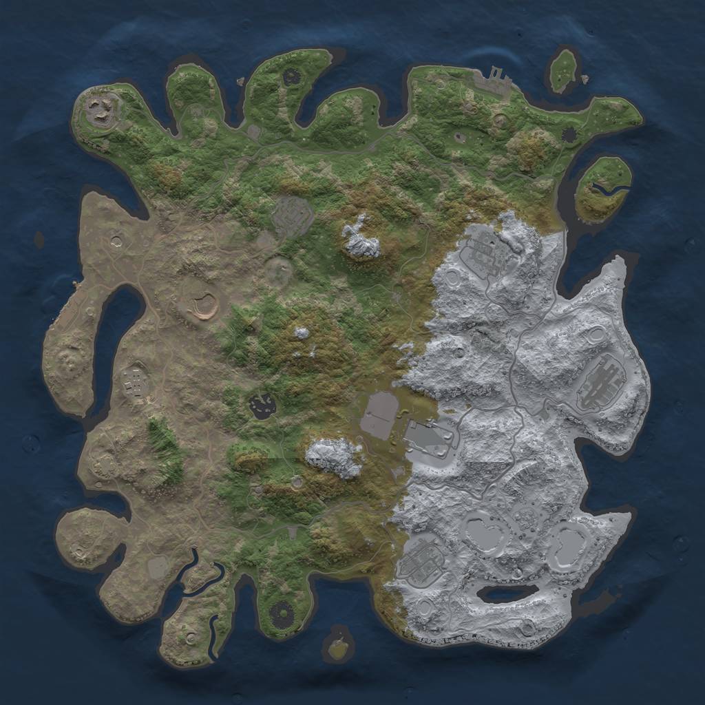 Rust Map: Procedural Map, Size: 4000, Seed: 135449754, 17 Monuments