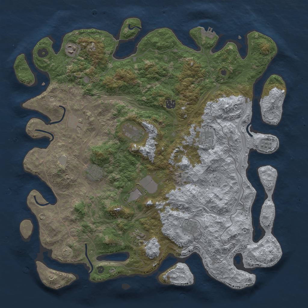 Rust Map: Procedural Map, Size: 4500, Seed: 1910143920, 17 Monuments