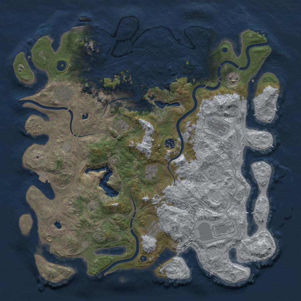 Rust Map: Procedural Map, Size: 4500, Seed: 1910143920, 15 Monuments