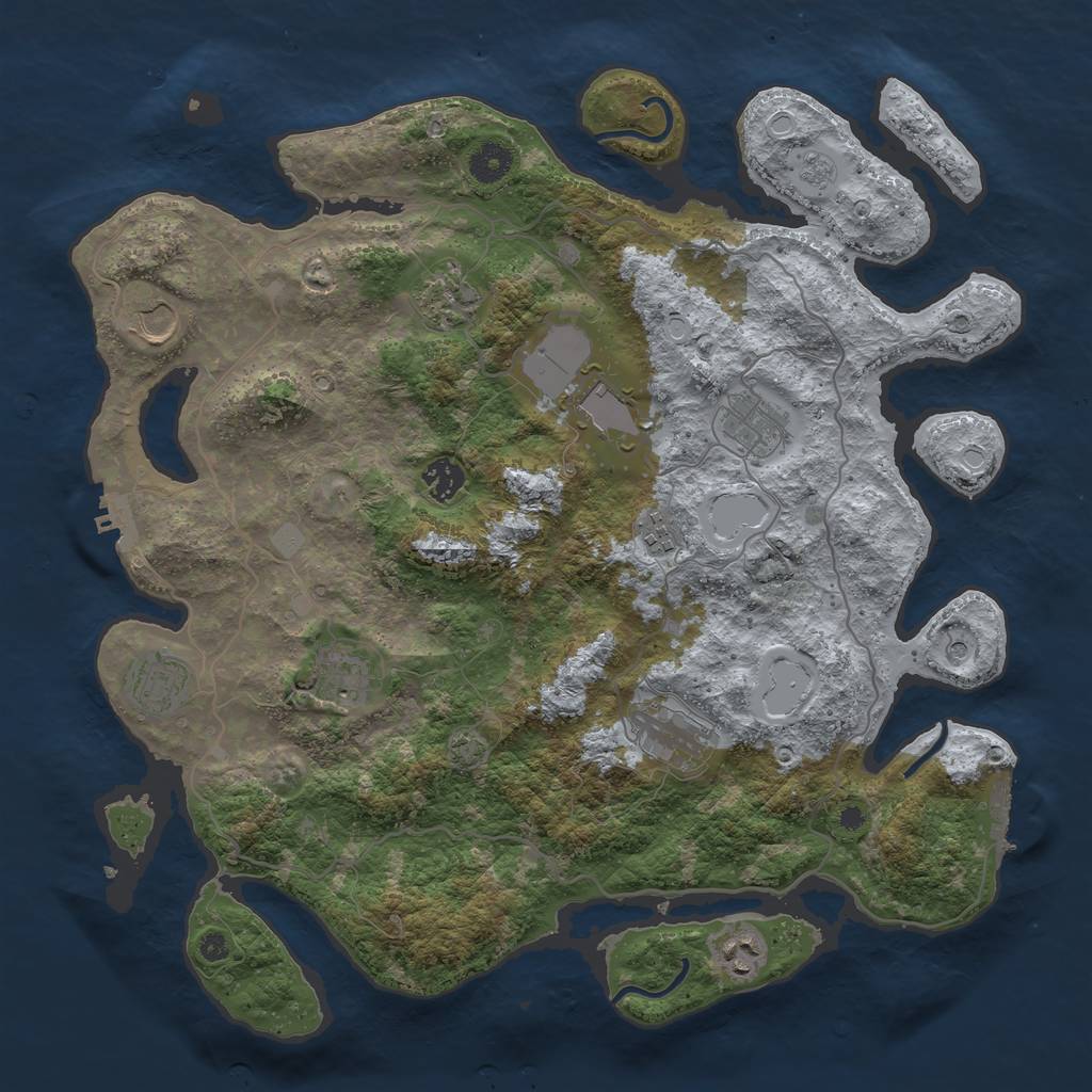 Rust Map: Procedural Map, Size: 4000, Seed: 1092053605, 18 Monuments