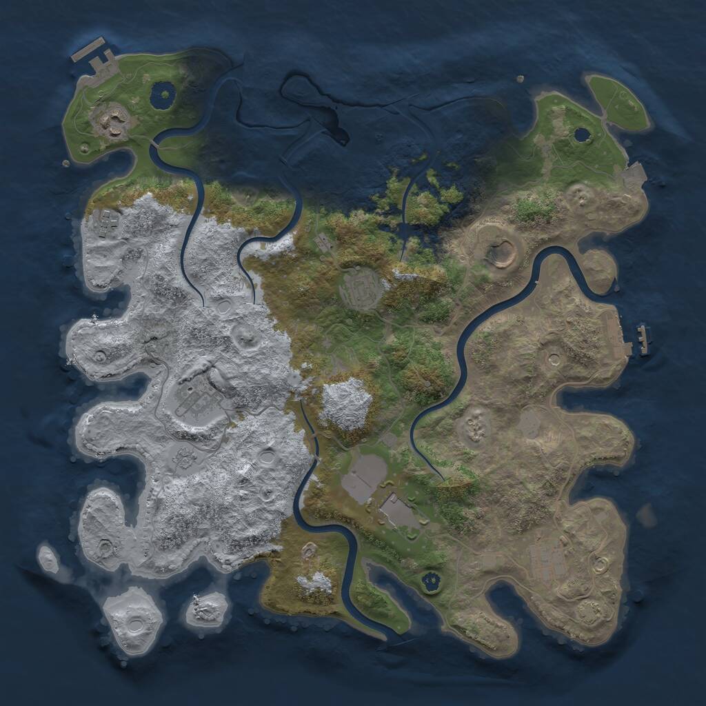 Rust Map: Procedural Map, Size: 3850, Seed: 58265666, 13 Monuments