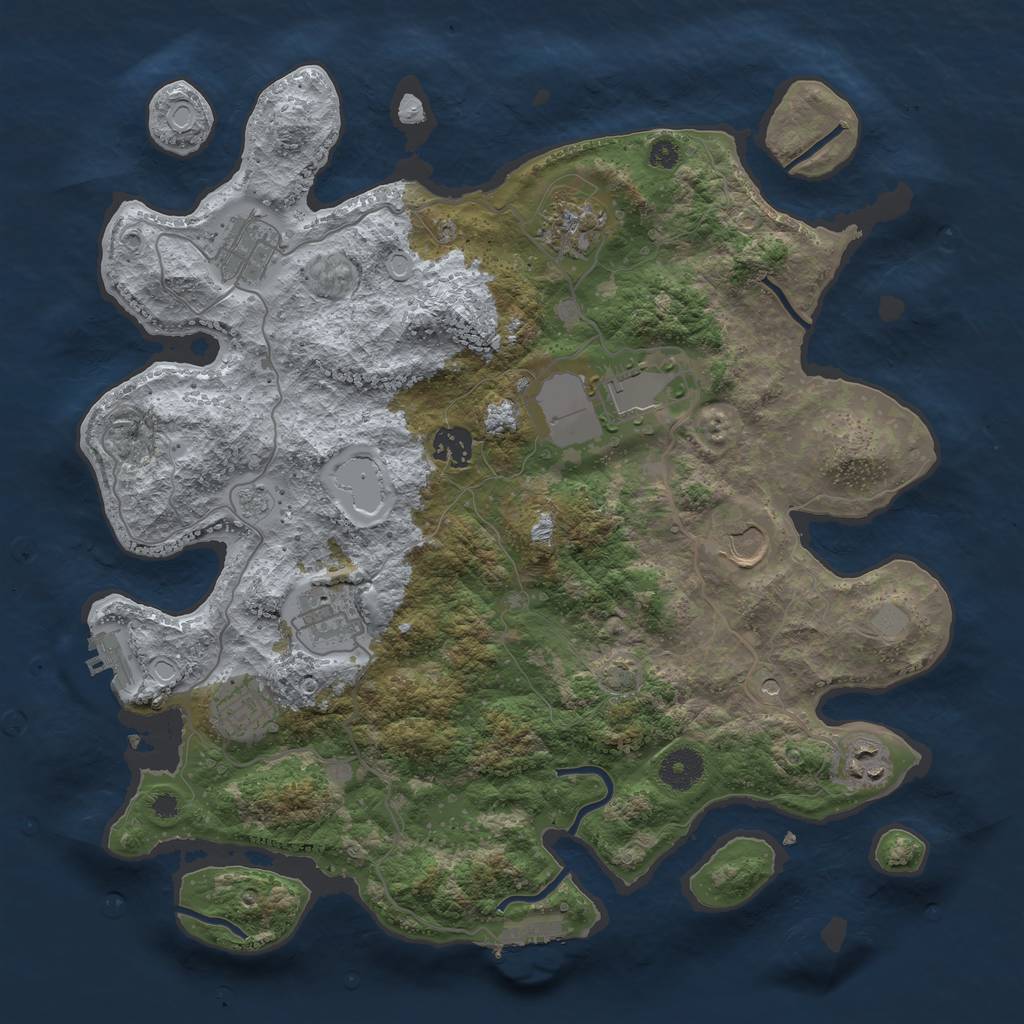 Rust Map: Procedural Map, Size: 3700, Seed: 170821086, 16 Monuments