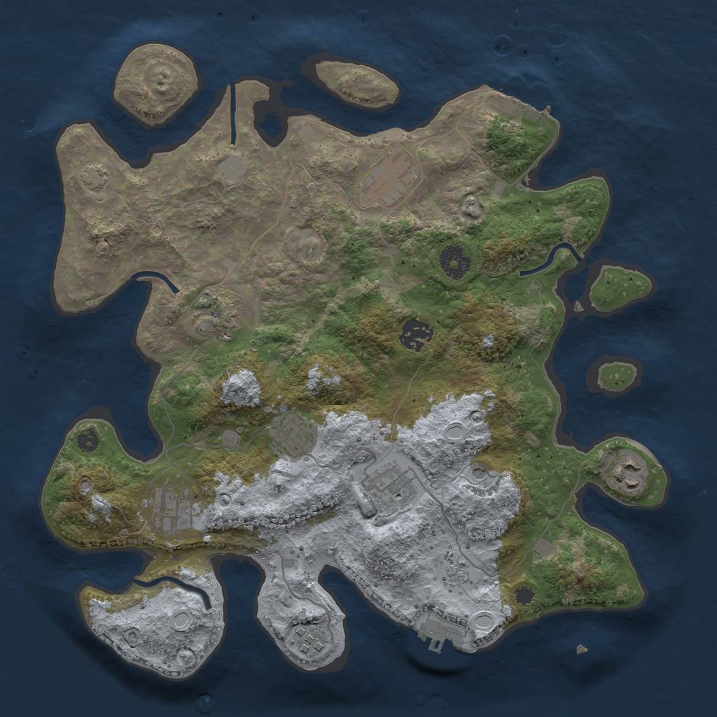 Rust Map: Procedural Map, Size: 3400, Seed: 30815991, 16 Monuments