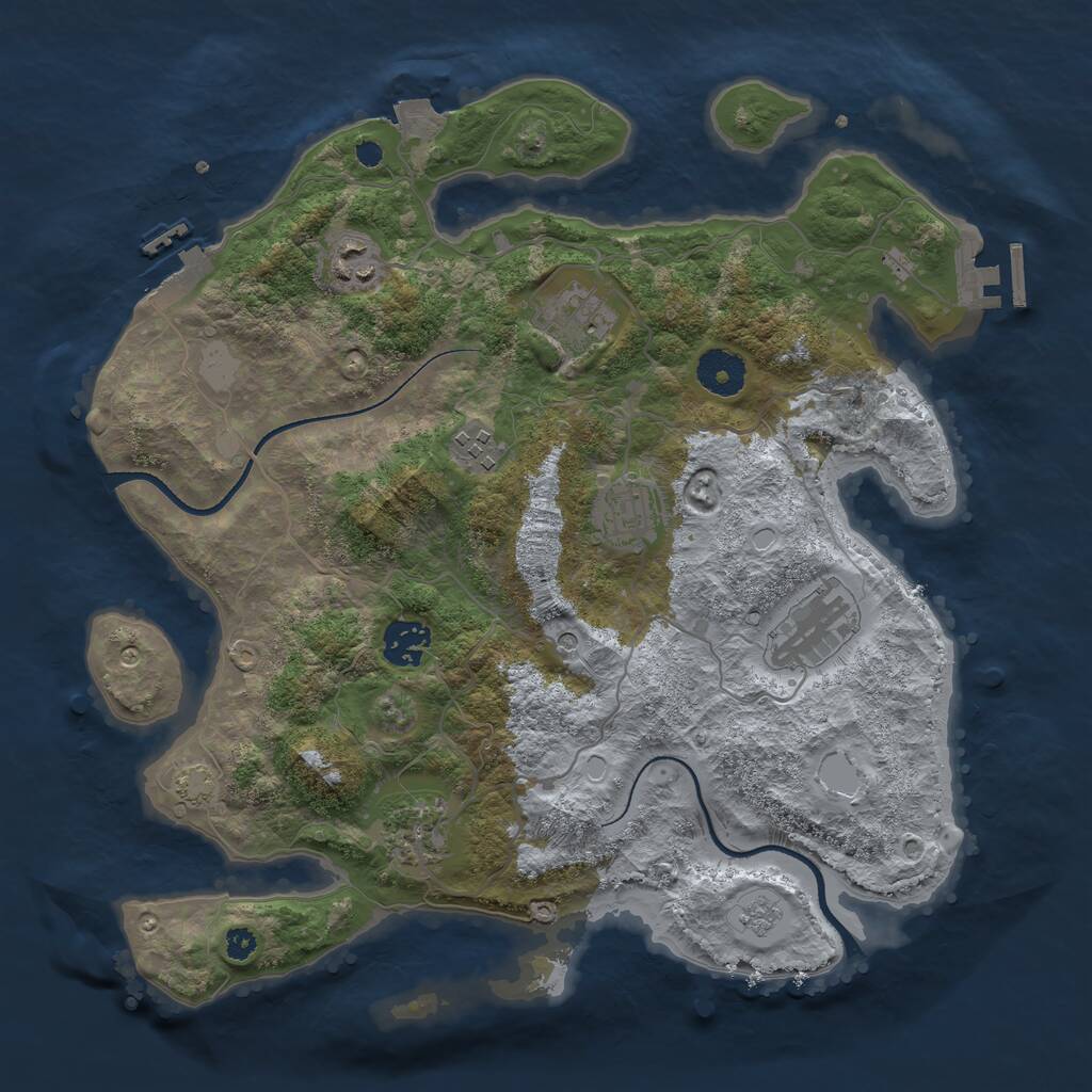 Rust Map: Procedural Map, Size: 3450, Seed: 14407909, 13 Monuments