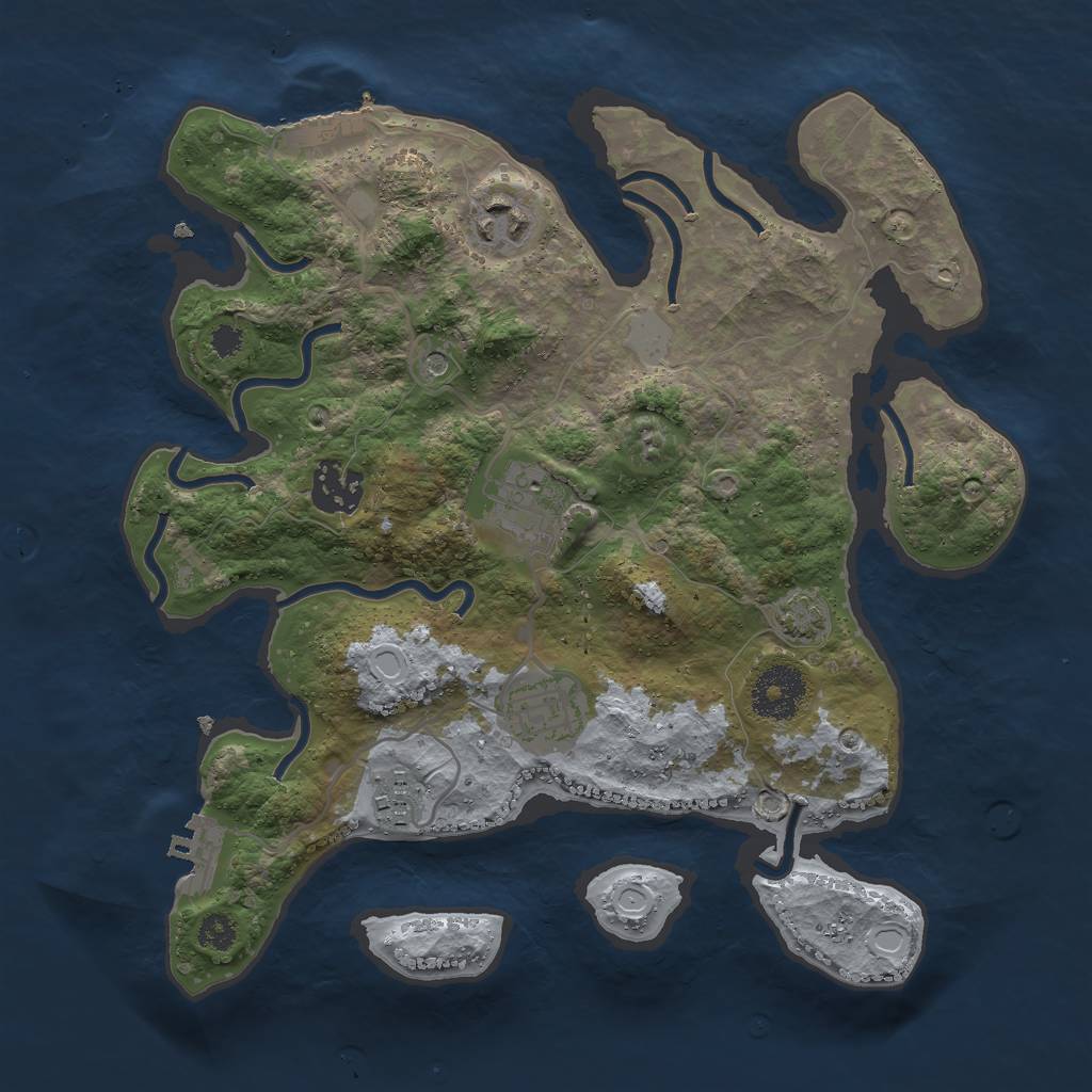 Rust Map: Procedural Map, Size: 3000, Seed: 17101, 12 Monuments