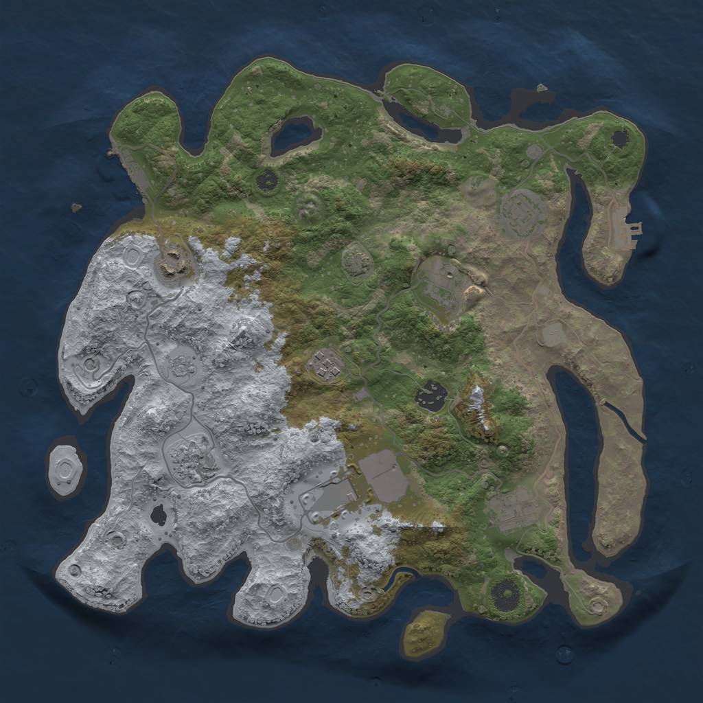Rust Map: Procedural Map, Size: 3500, Seed: 86067884, 16 Monuments