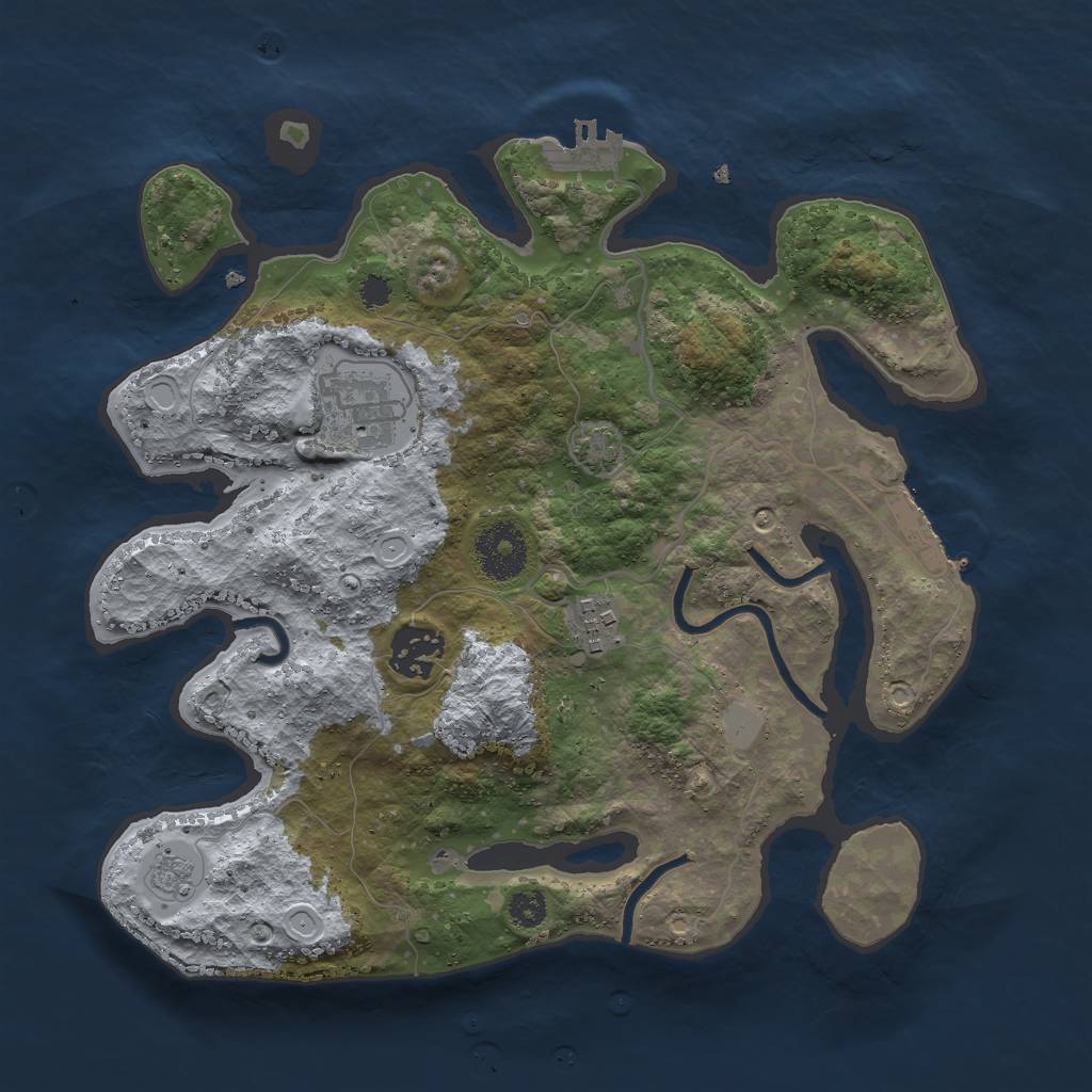 Rust Map: Procedural Map, Size: 3000, Seed: 1204654655, 10 Monuments