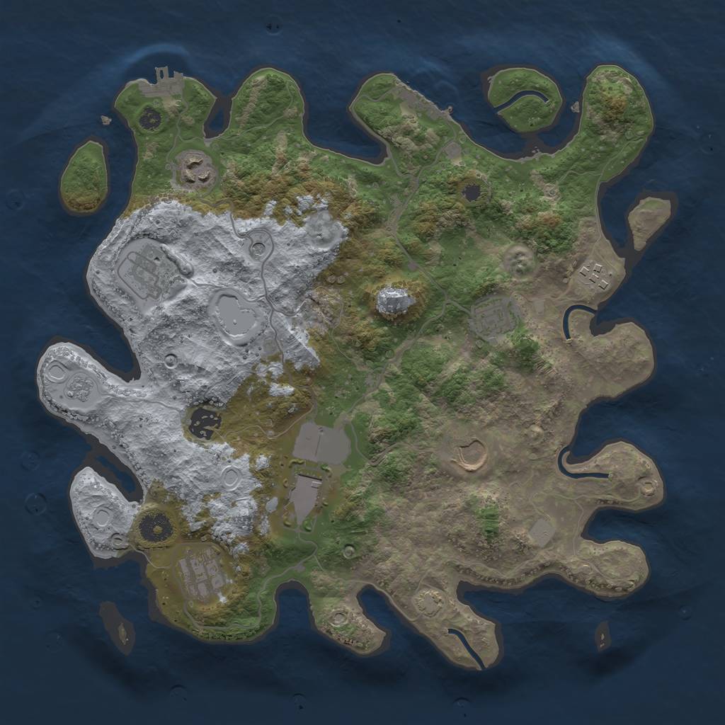 Rust Map: Procedural Map, Size: 3500, Seed: 5698, 16 Monuments
