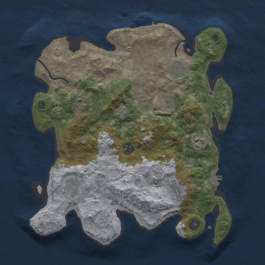 Rust Map: Procedural Map, Size: 3450, Seed: 15222768, 16 Monuments