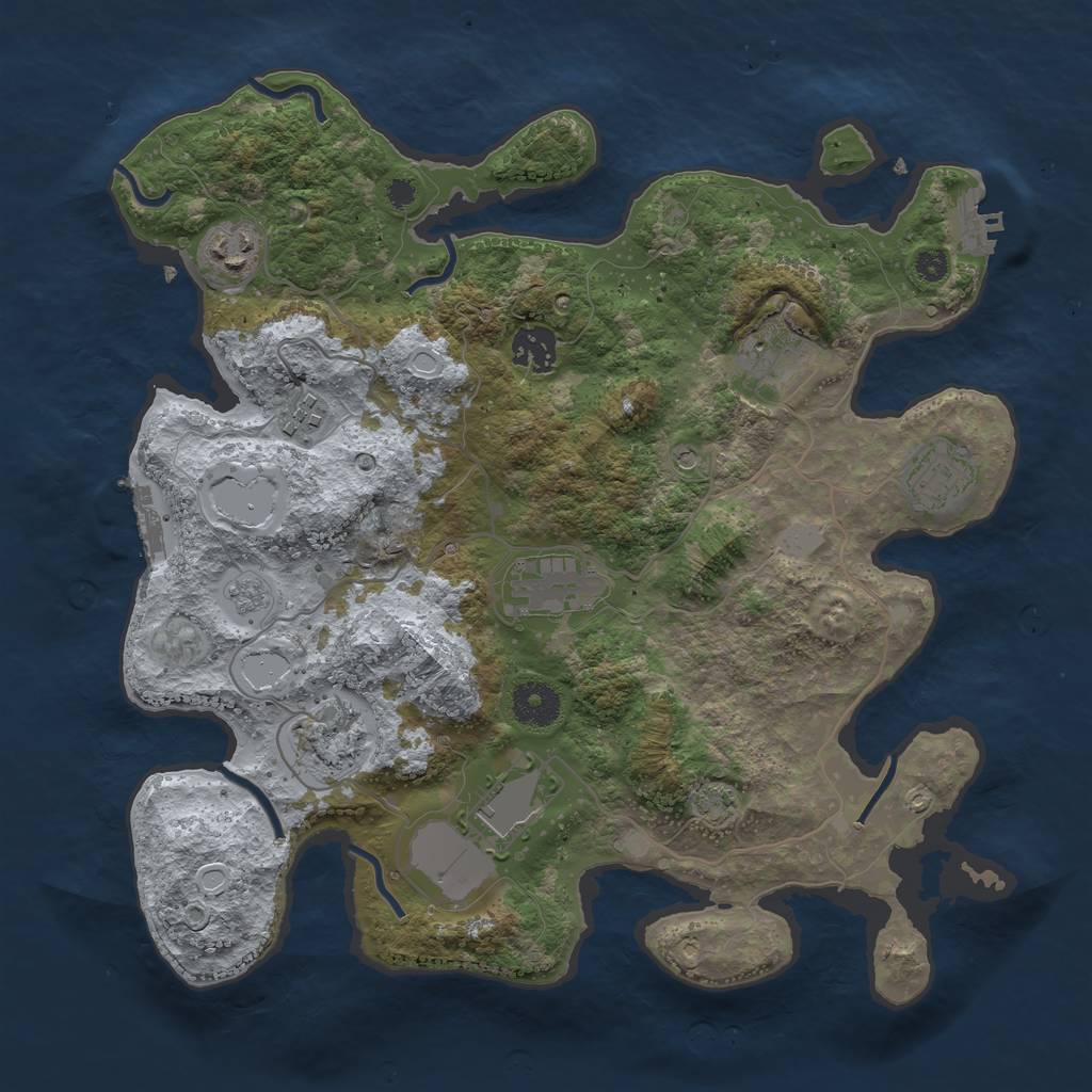 Rust Map: Procedural Map, Size: 3500, Seed: 63048975, 16 Monuments