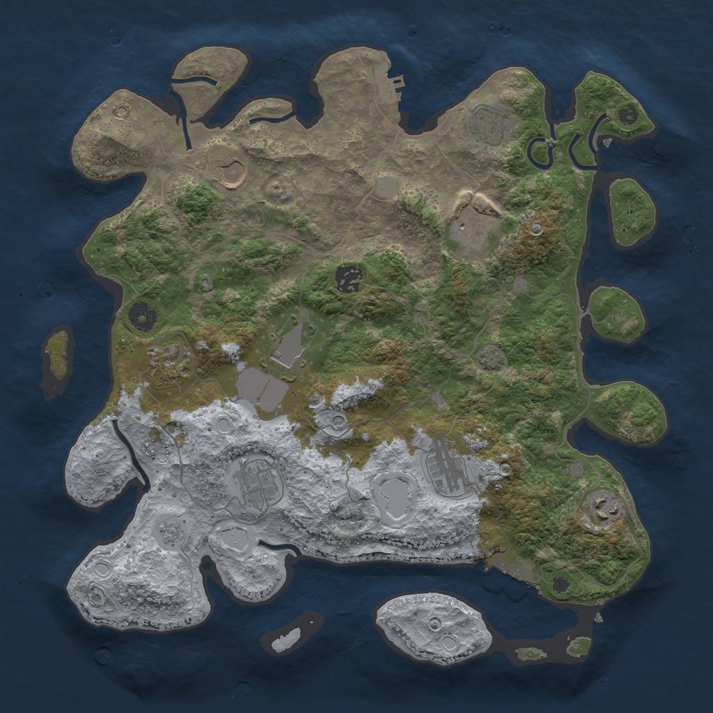 Rust Map: Procedural Map, Size: 3750, Seed: 29940856, 17 Monuments